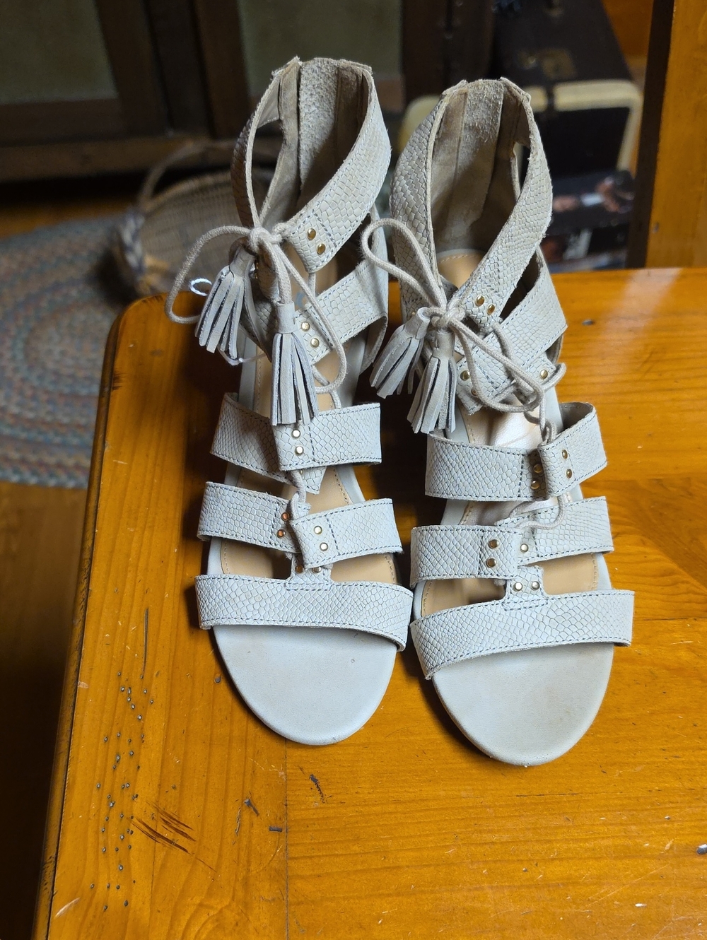 UGG Women’s Taupe Strappy Tassel Gladiator Sandals